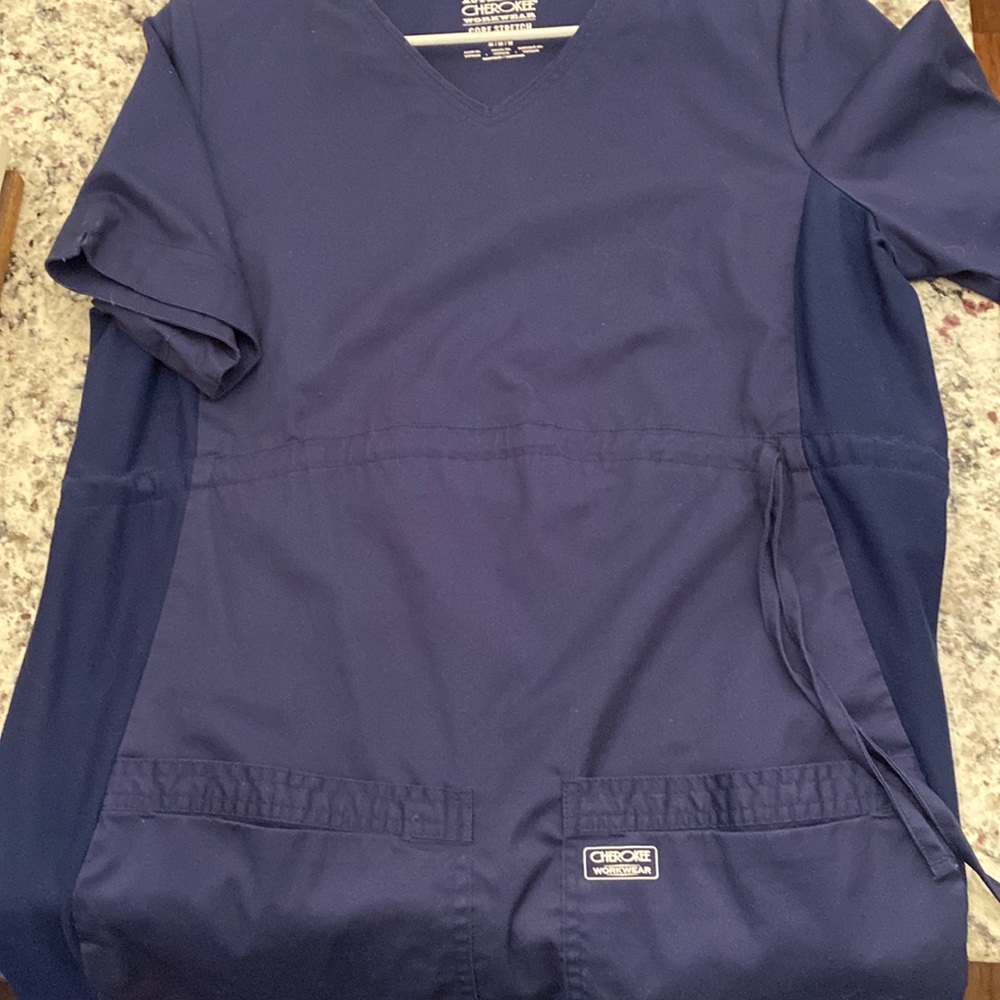 Navy maternity scrub top